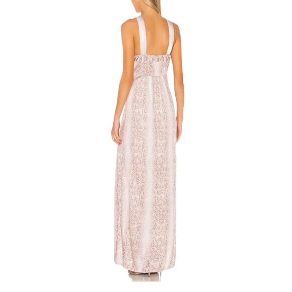BCBGMAXAZRIA sleeveless cross front maxi dress bare pink python snake print S - Picture 4 of 7